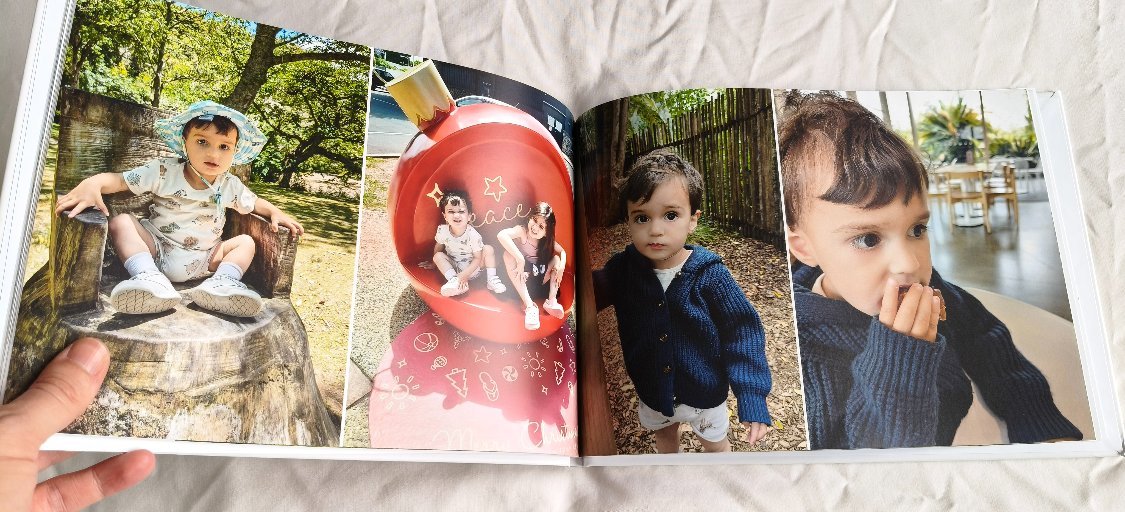 Inside spread showing children